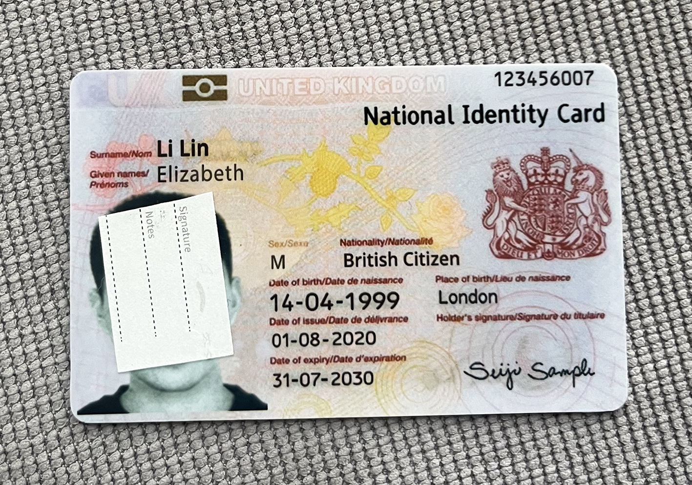 英国身份证正面.jpg 英国身份证ID卡 欧洲