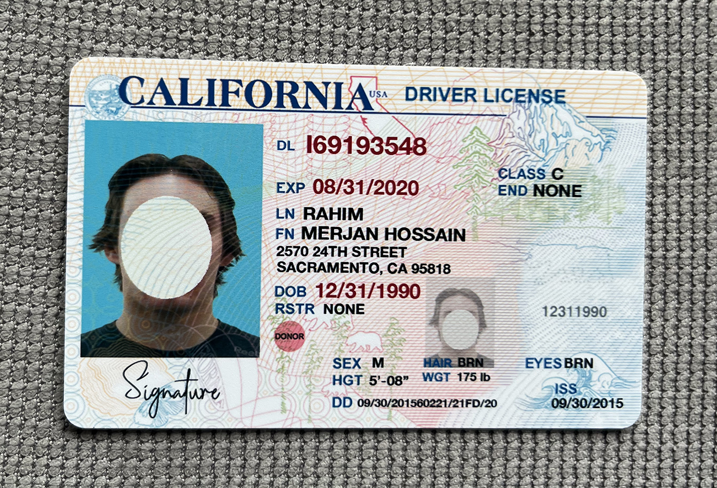 加州驾驶证正面.jpg 加州驾驶证 北美