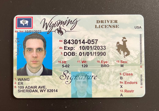 美国怀俄明州驾驶证